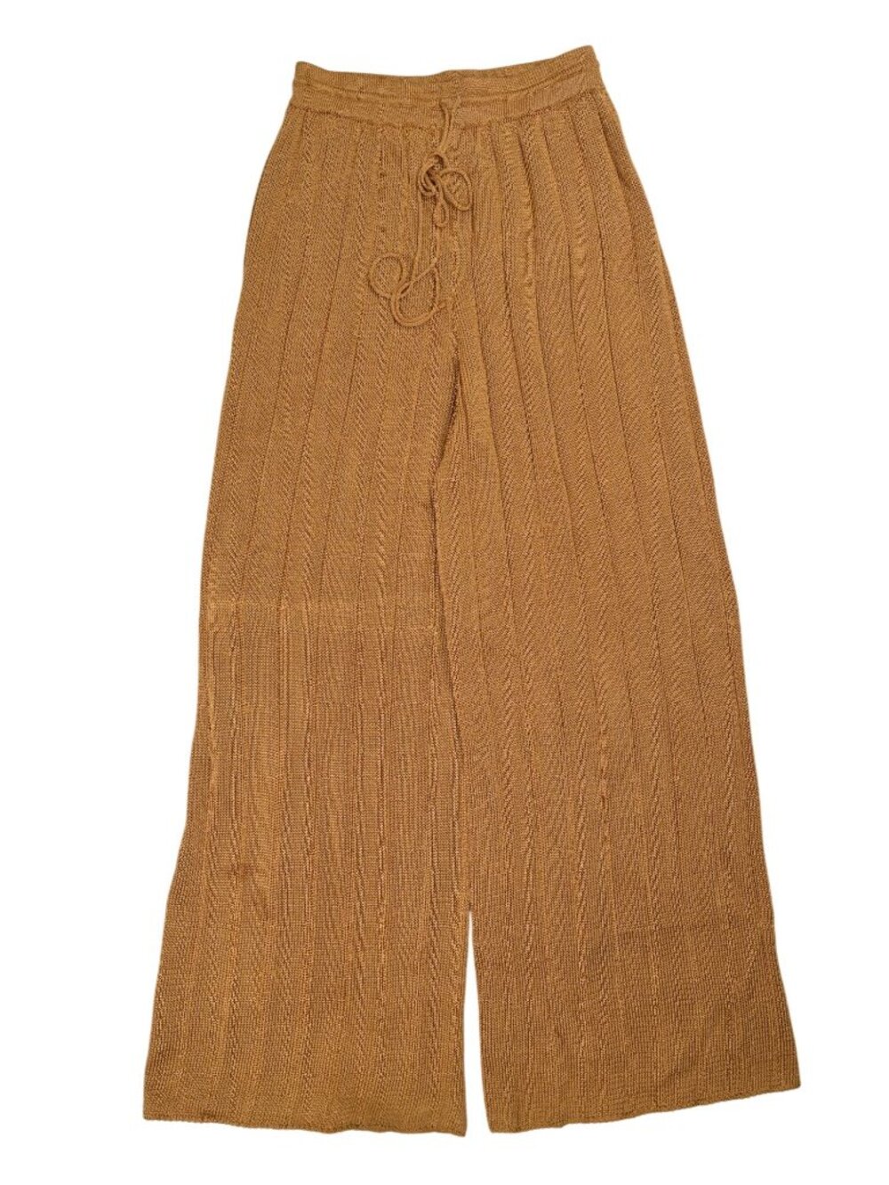 Calle del Mar Wide Leg Ribbed Pant in Brown